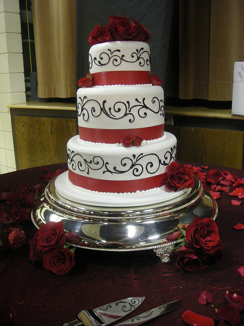 Red and White Wedding Cake