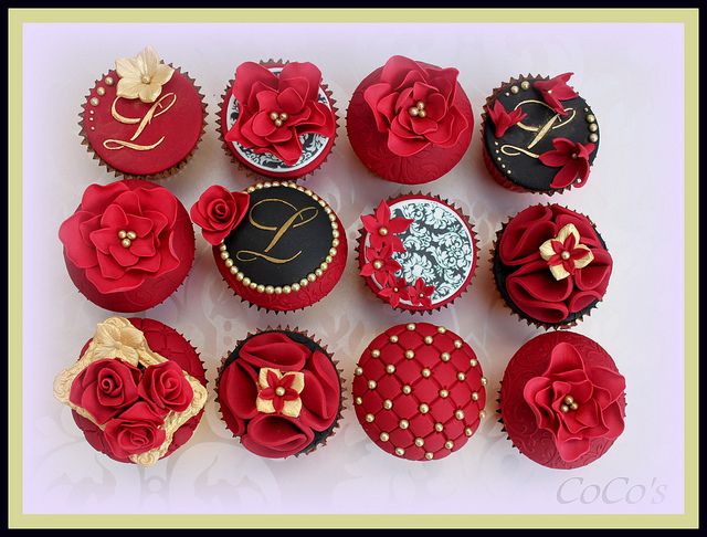 Red Black and Gold Cupcakes