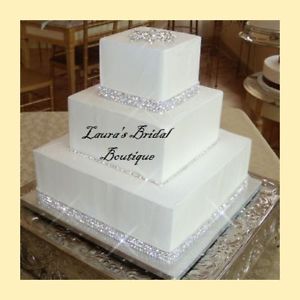 Rhinestone Wedding Cake with Ribbon