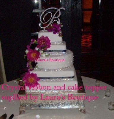 Rhinestone Wedding Cake with Ribbon