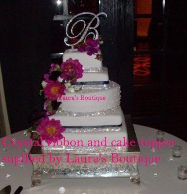 Rhinestone Wedding Cake with Ribbon Rhinestone Wedding Cake with Ribbon