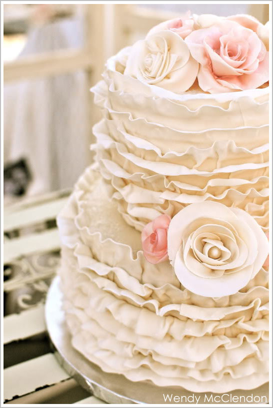 Ruffle Wedding Cake with Flowers
