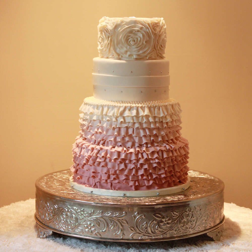 Ruffled Rose Wedding Cake