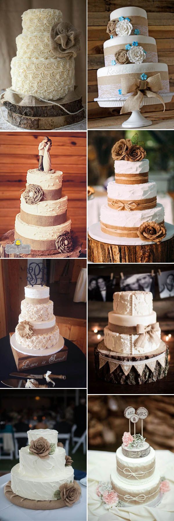 Rustic Burlap Wedding Cake Ideas