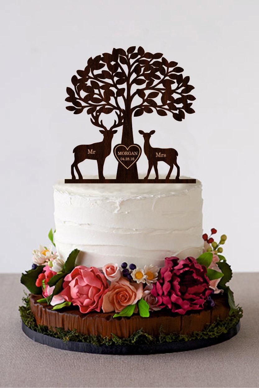 Rustic Deer Wedding Cake Toppers