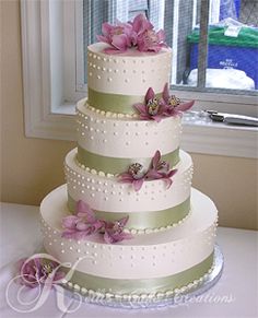 Sage Green and Lavender Wedding Cake