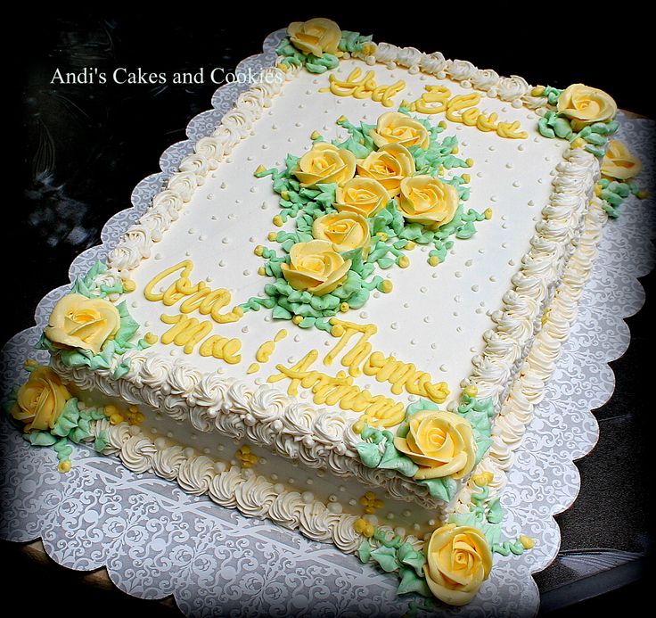 Sheet Cake with Yellow Roses