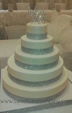 Silver Wedding Cake with Bling