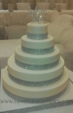 Silver Wedding Cake with Bling Silver Wedding Cake with Bling
