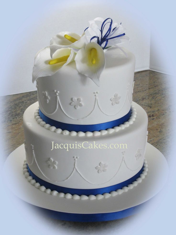 Small 2 Tier Wedding Cakes Blue