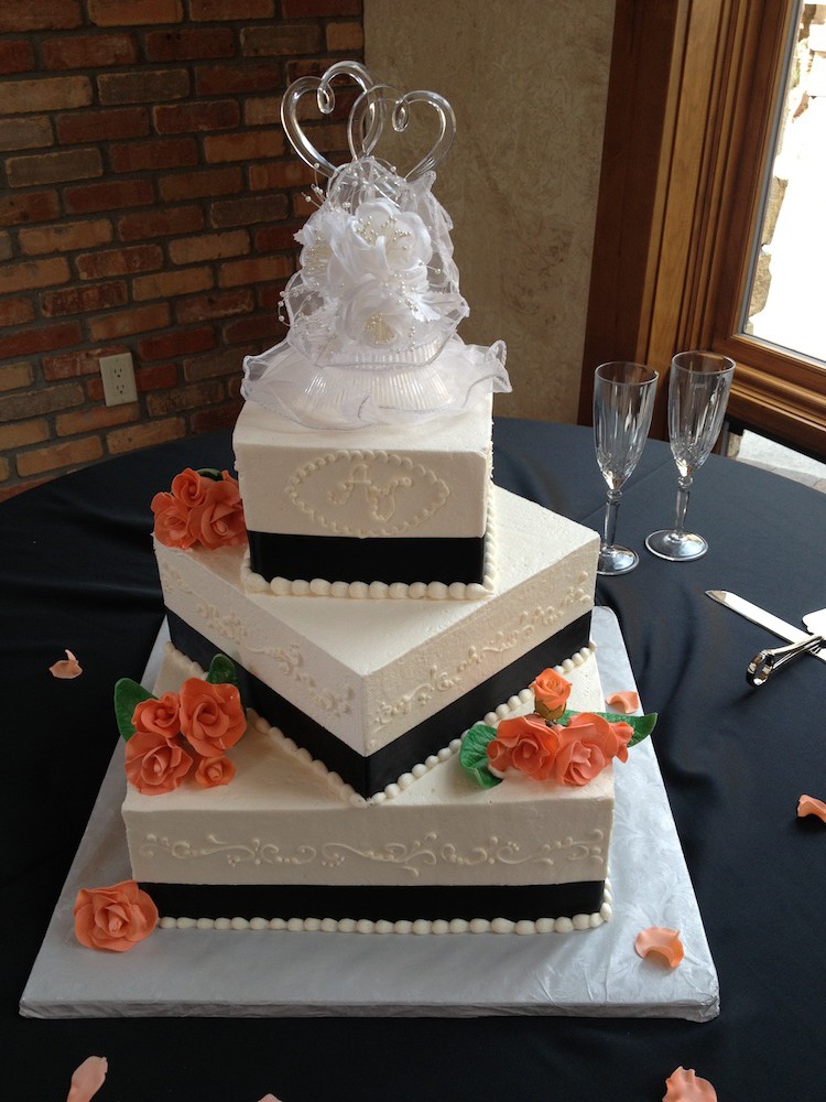 Square Cake with Roses and Flowers