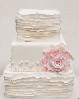 Square Ruffled Wedding Cake