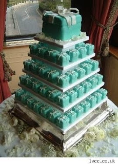 Square Wedding Cake and Cupcakes