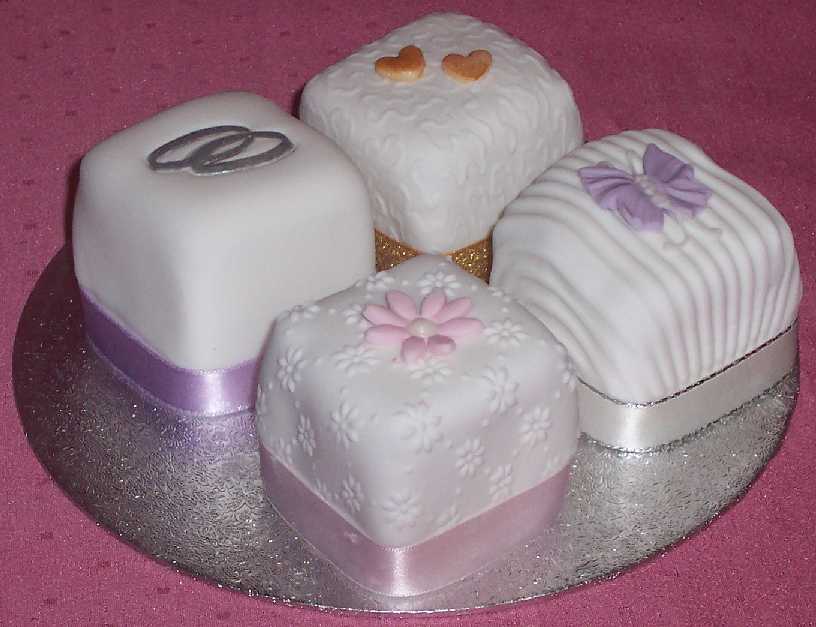 Square Wedding Cake and Cupcakes