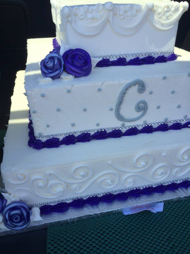 Square Wedding Cake with Scroll