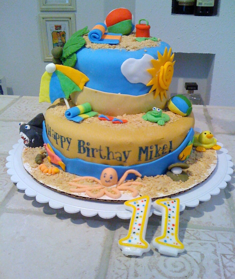 Summer Beach Birthday Cake