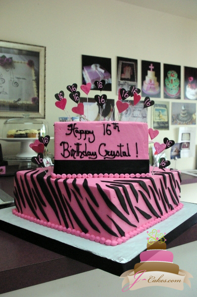 Sweet 16 Cake Pink Black and White