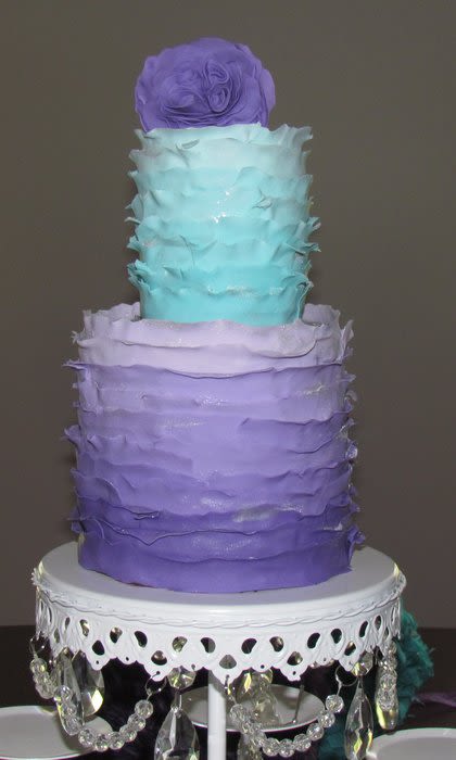 Teal and Purple Ombre Wedding Cakes