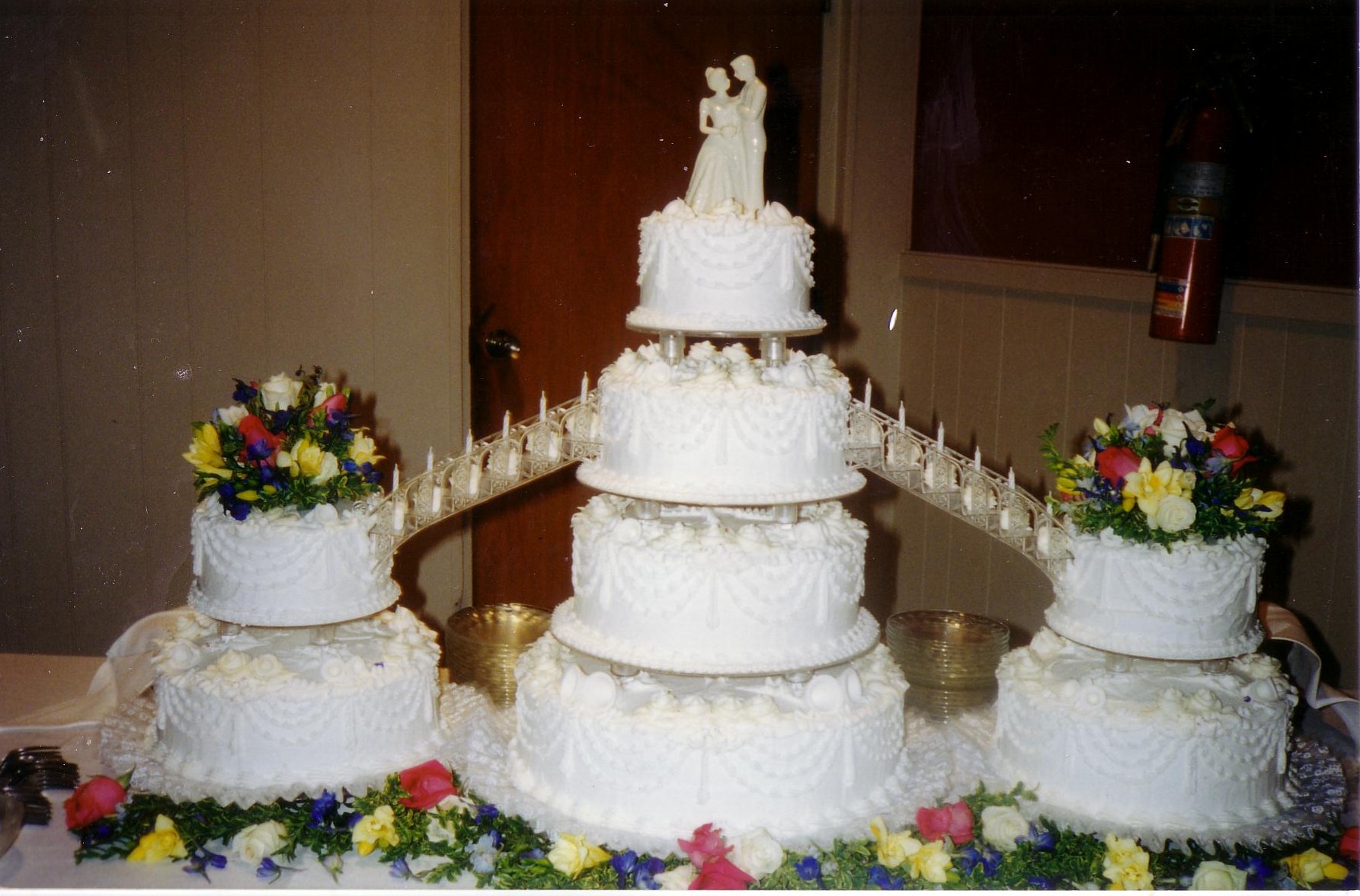 Tier Fountain Wedding Cake with Bridge