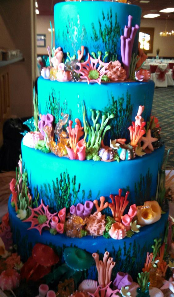 Under the Sea Theme Wedding Cake