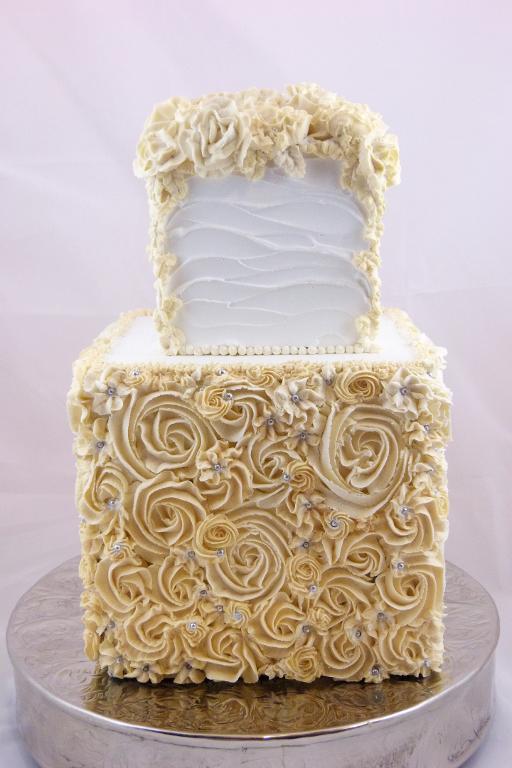 Wedding Cake with Piped Roses