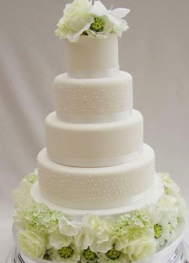 Wedding Cake with White Flowers