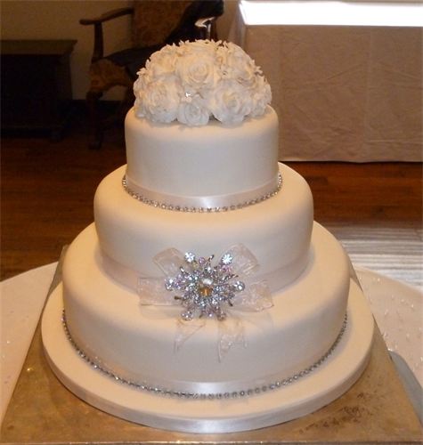 White Wedding Cake with Bling