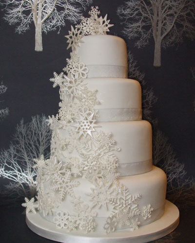 Winter Snowflake Wedding Cake