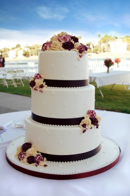 3 Tier Wedding Cake with Flowers