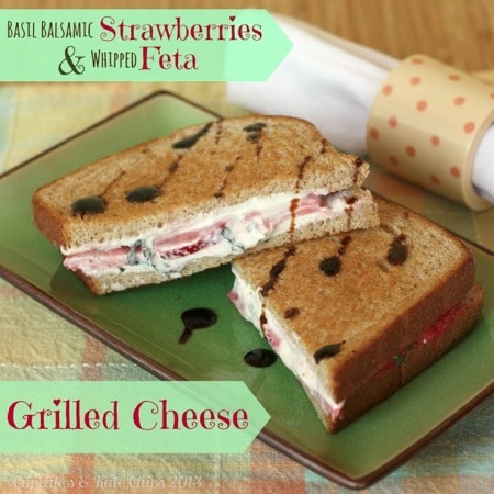 Basil Balsamic Strawberries & Whipped Feta Grilled Cheese Sandwich