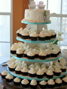 Beach Themed Cupcake Wedding Cake