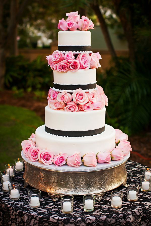 Beautiful Wedding Cake Pink Black and White