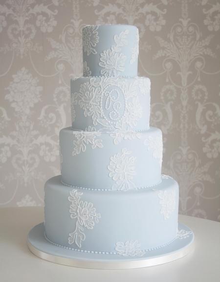 Blue and White Wedding Cake