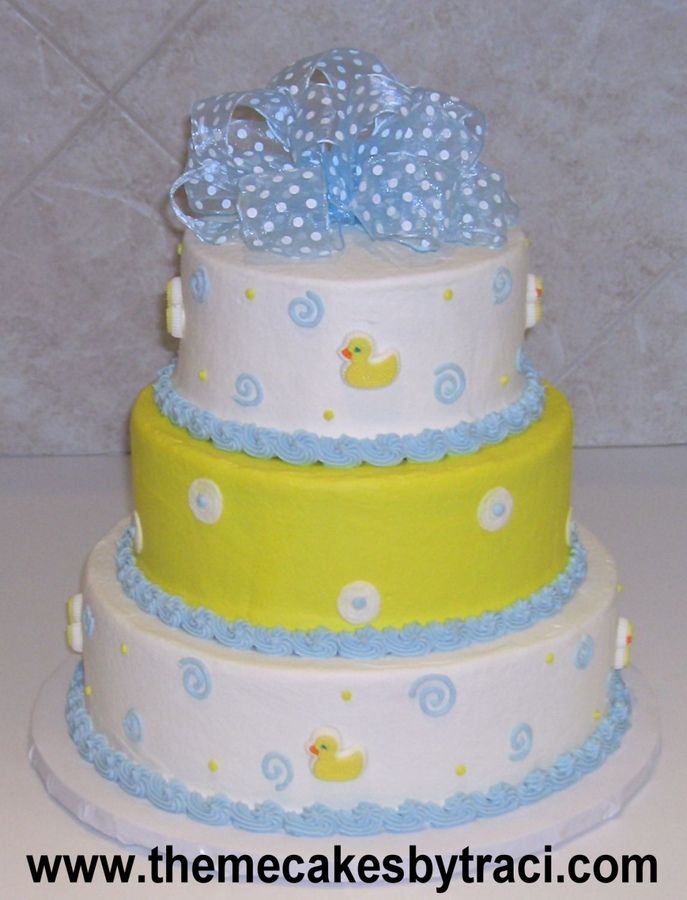 Blue and Yellow Baby Boy Shower Cakes
