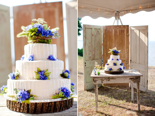Blue and Yellow Country Wedding Cake