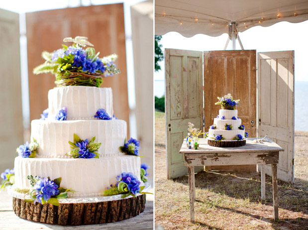 Blue and Yellow Country Wedding Cake Blue and Yellow Country Wedding Cake
