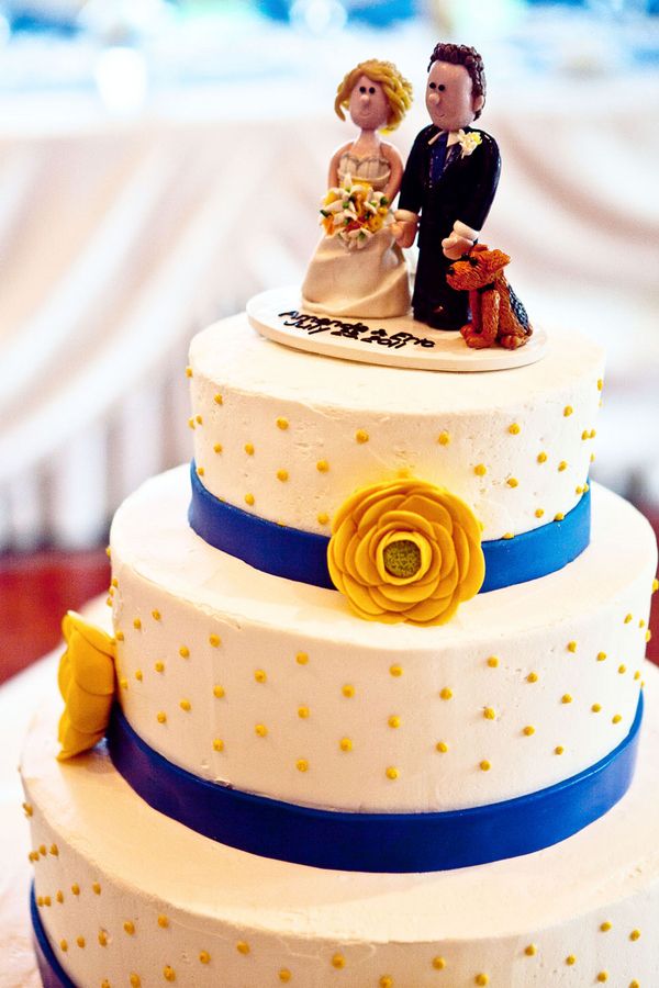 Blue and Yellow Country Wedding Cake