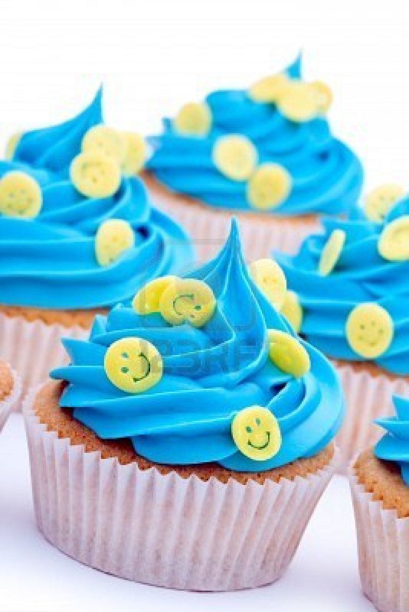 Blue Cupcake with Candle