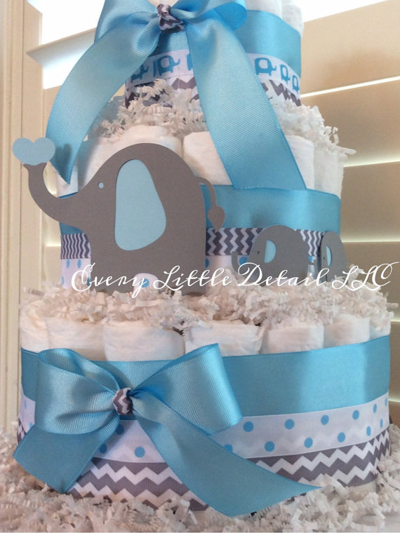 Blue Elephant Diaper Cake Baby Shower Themes Blue Elephant Diaper Cake Baby Shower Themes