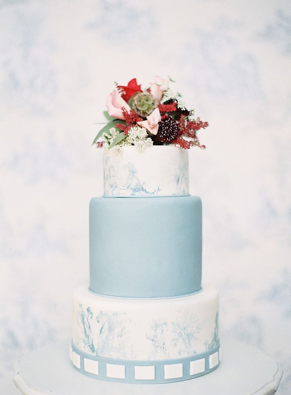 Blue Watercolor Wedding Cake Blue Watercolor Wedding Cake