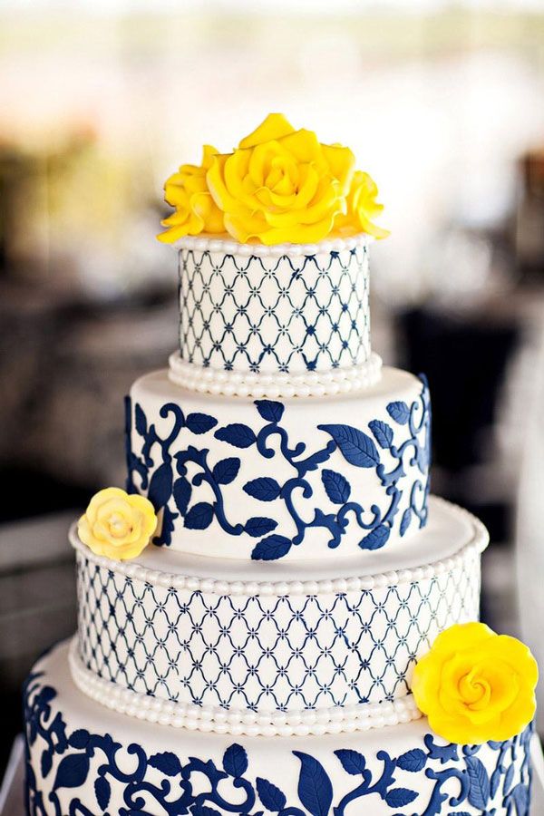 Blue & Yellow Wedding Cake