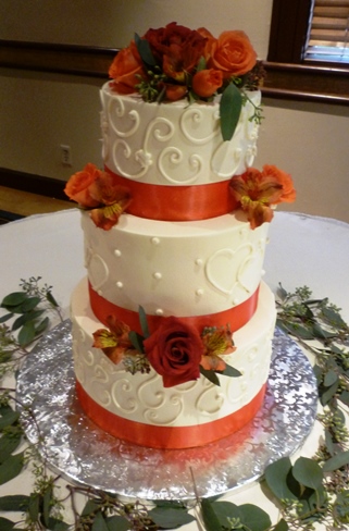 Brown and Burnt Orange Wedding Cakes