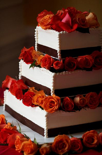 Brown and Orange Wedding Cake