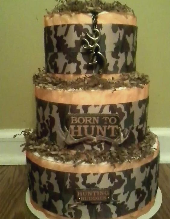 Camo and Orange Baby Shower Cake