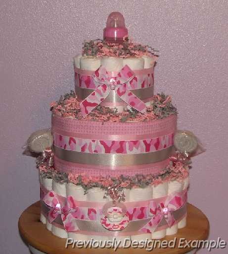 Camo Baby Girl Diaper Cake