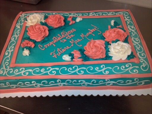 Coral and Teal Baby Shower Cake