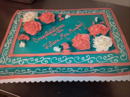 Coral and Teal Baby Shower Cake Coral and Teal Baby Shower Cake
