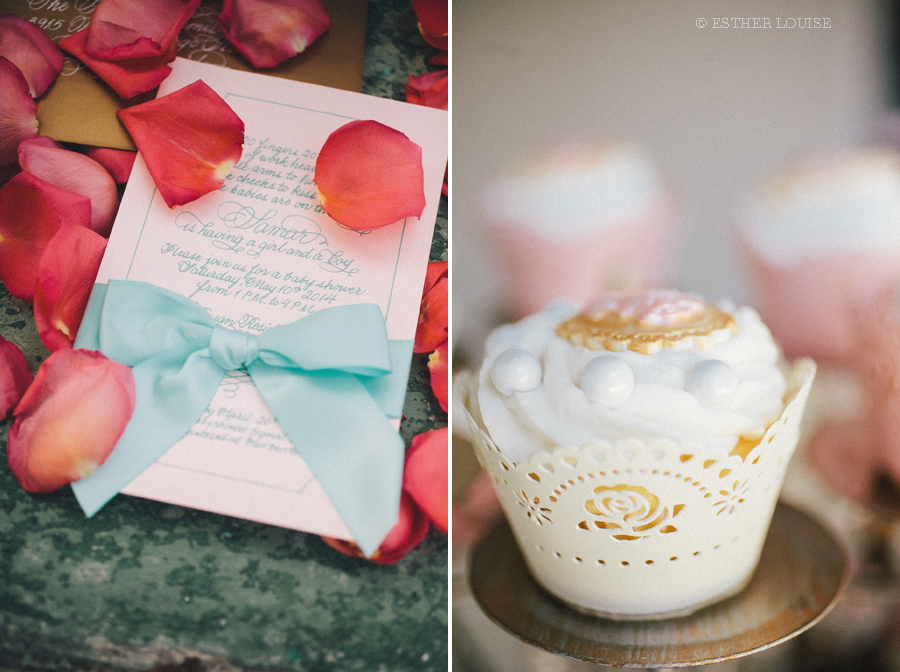 Coral and Teal Baby Shower Cake