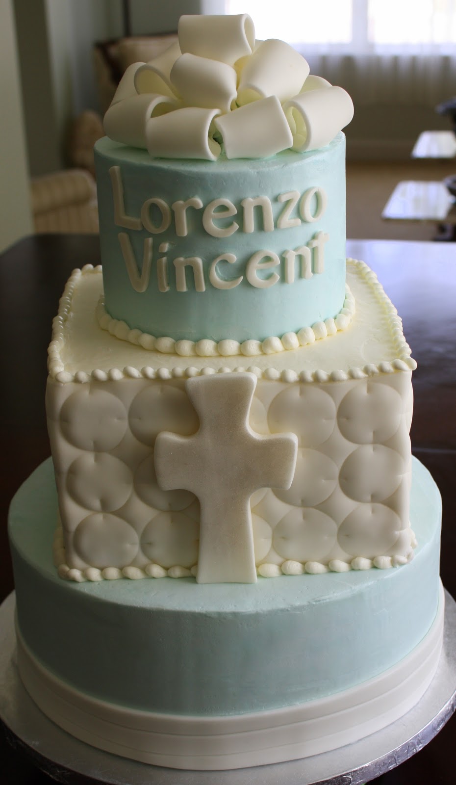 Elegant Boy Baptism Cake