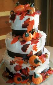 Fall Wedding Cake with Pumpkins